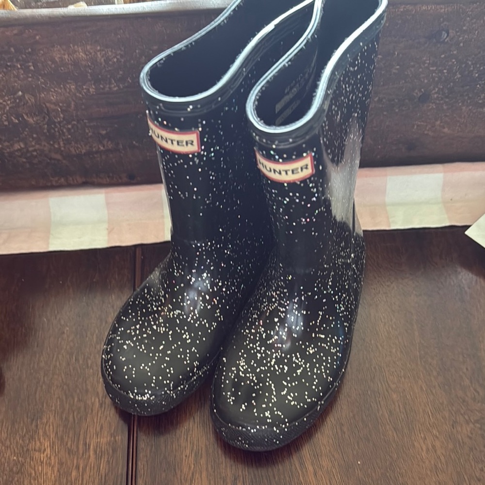 Hunter Black Glitter Rain Boots